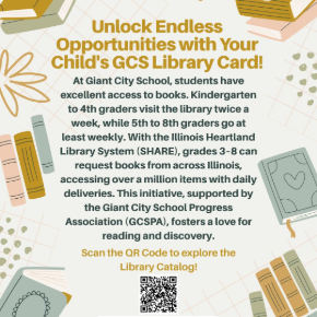 Graphic with information about the library system and a QR code linking to the library catalog.